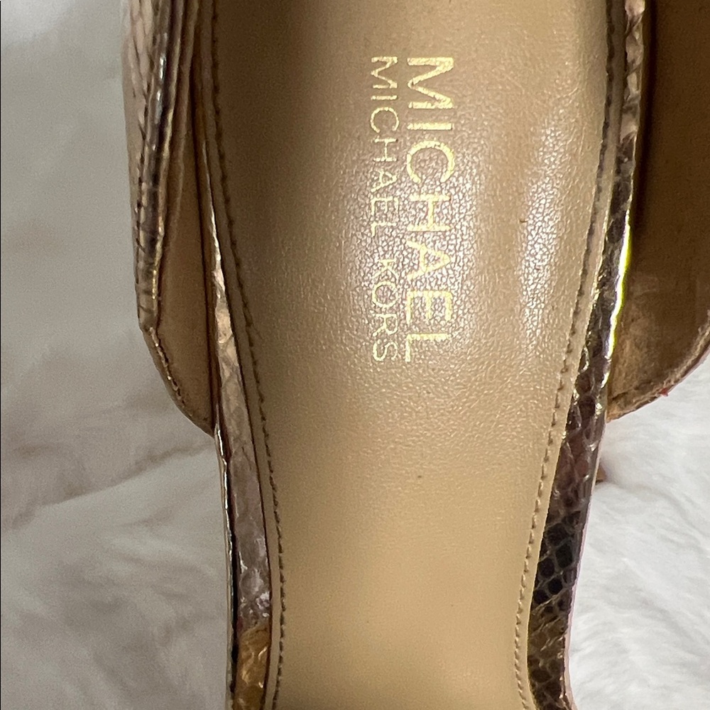 Michael Kors Gold Metallic Ankle-Strap Platform Stiletto Heels - Picture 4 of 6